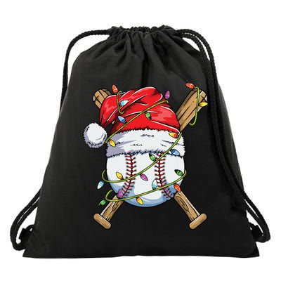 Santa Sports Design For Boy Christmas Baseball Player Drawstring Bag