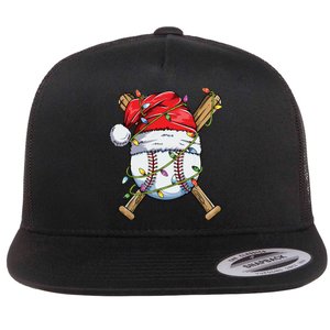 Santa Sports Design For Boy Christmas Baseball Player Flat Bill Trucker Hat