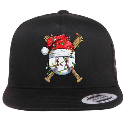 Santa Sports Design For Boy Christmas Baseball Player Flat Bill Trucker Hat