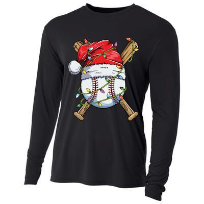 Santa Sports Design For Boy Christmas Baseball Player Cooling Performance Long Sleeve Crew