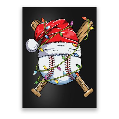 Santa Sports Design For Boy Christmas Baseball Player Poster