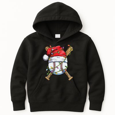 Santa Sports Design For Boy Christmas Baseball Player Kids Hoodie