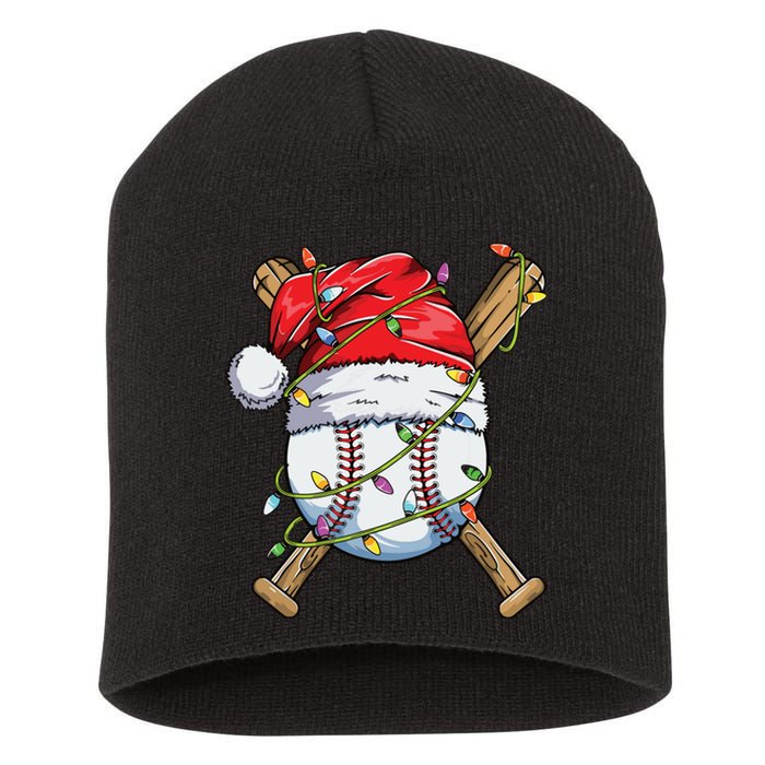 Santa Sports Design For Boy Christmas Baseball Player Short Acrylic Beanie