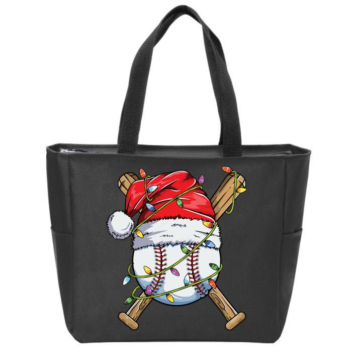 Santa Sports Design For Boy Christmas Baseball Player Zip Tote Bag