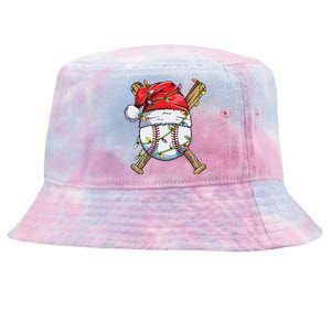 Santa Sports Design For Boy Christmas Baseball Player Tie-Dyed Bucket Hat