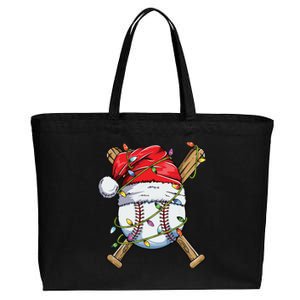 Santa Sports Design For Boy Christmas Baseball Player Cotton Canvas Jumbo Tote