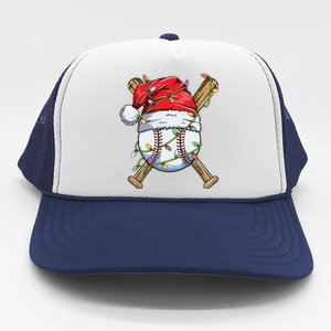 Santa Sports Design For Boy Christmas Baseball Player Trucker Hat