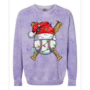 Santa Sports Design For Christmas Baseball Player Colorblast Crewneck Sweatshirt