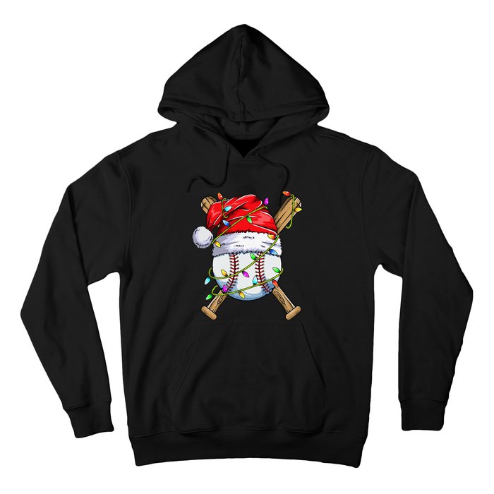 Santa Sports Design For Christmas Baseball Player Hoodie