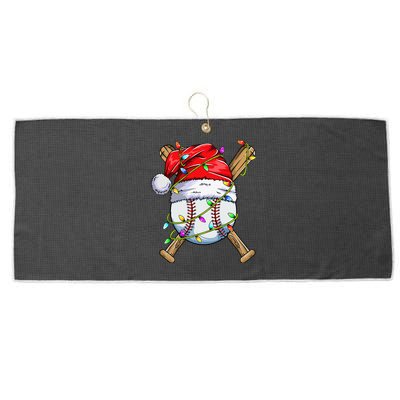 Santa Sports Design For Christmas Baseball Player Large Microfiber Waffle Golf Towel