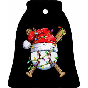 Santa Sports Design For Christmas Baseball Player Ceramic Bell Ornament