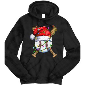 Santa Sports Design For Christmas Baseball Player Tie Dye Hoodie