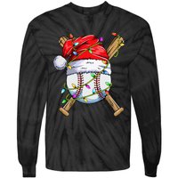 Santa Sports Design For Christmas Baseball Player Tie-Dye Long Sleeve Shirt