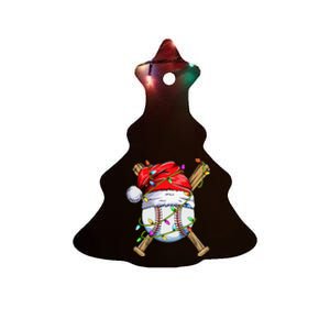 Santa Sports Design For Christmas Baseball Player Ceramic Tree Ornament