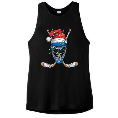 Santa Sports Design Christmas Hockey Player Gift Ladies PosiCharge Tri-Blend Wicking Tank