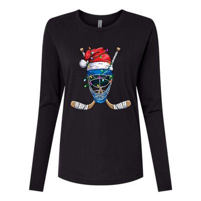 Santa Sports Design Christmas Hockey Player Gift Womens Cotton Relaxed Long Sleeve T-Shirt