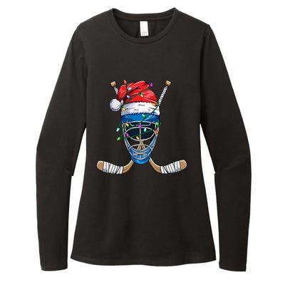 Santa Sports Design Christmas Hockey Player Gift Womens CVC Long Sleeve Shirt