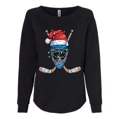 Santa Sports Design Christmas Hockey Player Gift Womens California Wash Sweatshirt