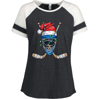 Santa Sports Design Christmas Hockey Player Gift Enza Ladies Jersey Colorblock Tee