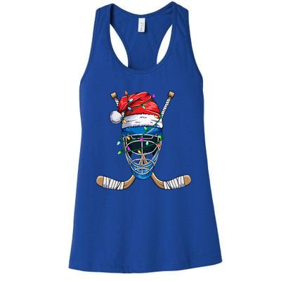 Santa Sports Design Christmas Hockey Player Gift Women's Racerback Tank