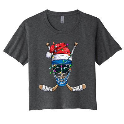 Santa Sports Design Christmas Hockey Player Gift Women's Crop Top Tee