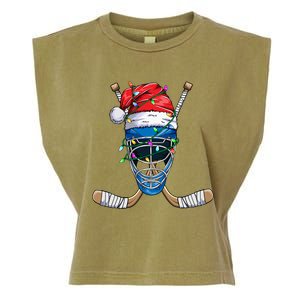 Santa Sports Design Christmas Hockey Player Gift Garment-Dyed Women's Muscle Tee