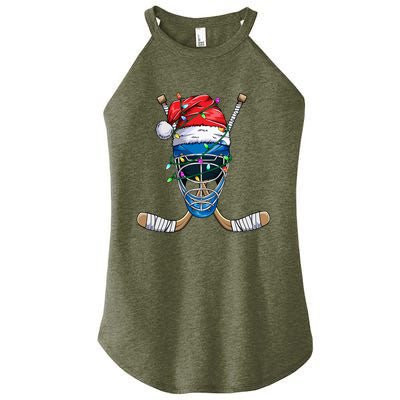 Santa Sports Design Christmas Hockey Player Gift Women's Perfect Tri Rocker Tank