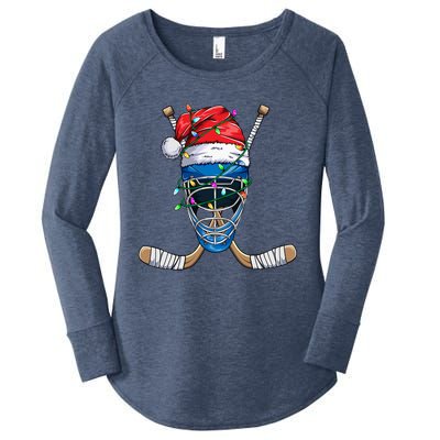 Santa Sports Design Christmas Hockey Player Gift Women's Perfect Tri Tunic Long Sleeve Shirt