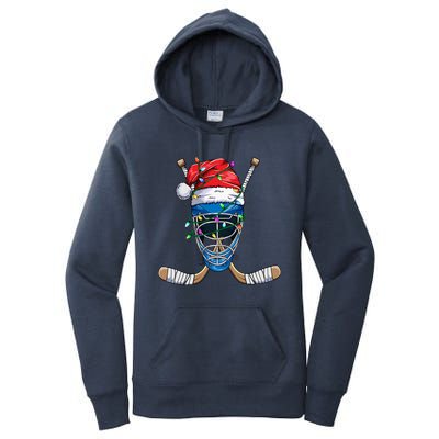 Santa Sports Design Christmas Hockey Player Gift Women's Pullover Hoodie