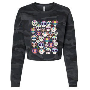 Sugar Skull Dia De Los Muertos Funny Day Of The Dead Kids Cropped Pullover Crew