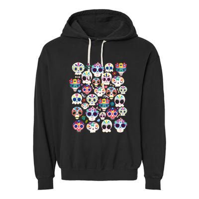 Sugar Skull Dia De Los Muertos Funny Day Of The Dead Kids Garment-Dyed Fleece Hoodie