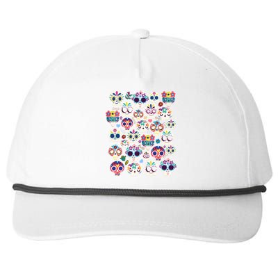 Sugar Skull Dia De Los Muertos Funny Day Of The Dead Kids Snapback Five-Panel Rope Hat