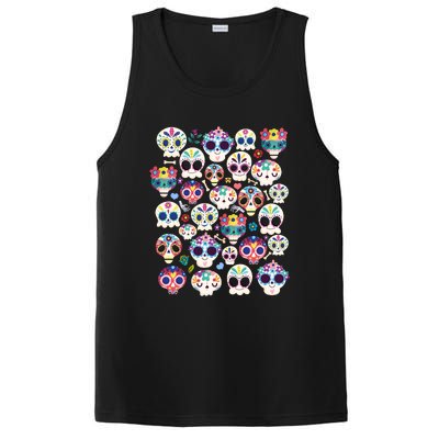 Sugar Skull Dia De Los Muertos Funny Day Of The Dead Kids PosiCharge Competitor Tank