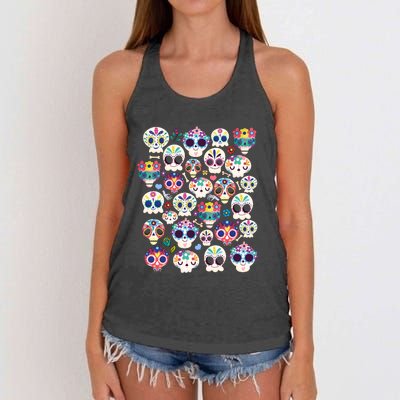 Sugar Skull Dia De Los Muertos Funny Day Of The Dead Kids Women's Knotted Racerback Tank