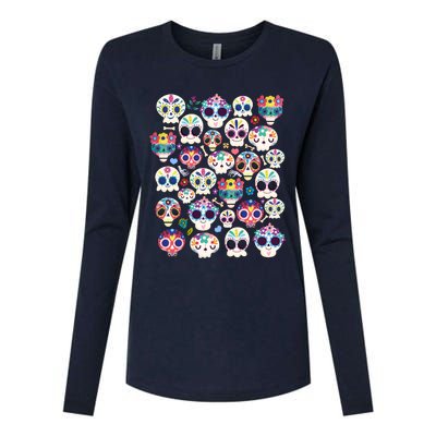 Sugar Skull Dia De Los Muertos Funny Day Of The Dead Kids Womens Cotton Relaxed Long Sleeve T-Shirt