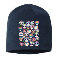 Sugar Skull Dia De Los Muertos Funny Day Of The Dead Kids Sustainable Beanie