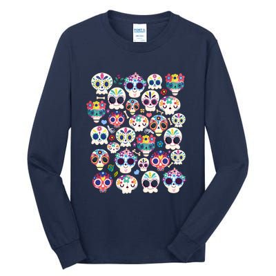 Sugar Skull Dia De Los Muertos Funny Day Of The Dead Kids Tall Long Sleeve T-Shirt