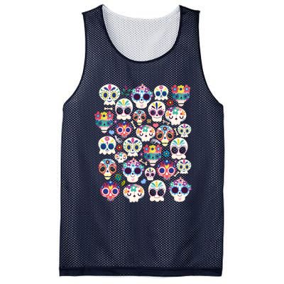 Sugar Skull Dia De Los Muertos Funny Day Of The Dead Kids Mesh Reversible Basketball Jersey Tank