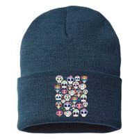 Sugar Skull Dia De Los Muertos Funny Day Of The Dead Kids Sustainable Knit Beanie