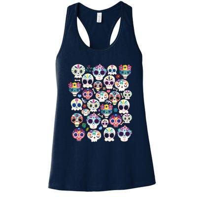 Sugar Skull Dia De Los Muertos Funny Day Of The Dead Kids Women's Racerback Tank