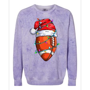 Santa Sports Design For Christmas Football Player Colorblast Crewneck Sweatshirt