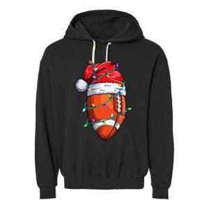 Santa Sports Design For Christmas Football Player Garment-Dyed Fleece Hoodie