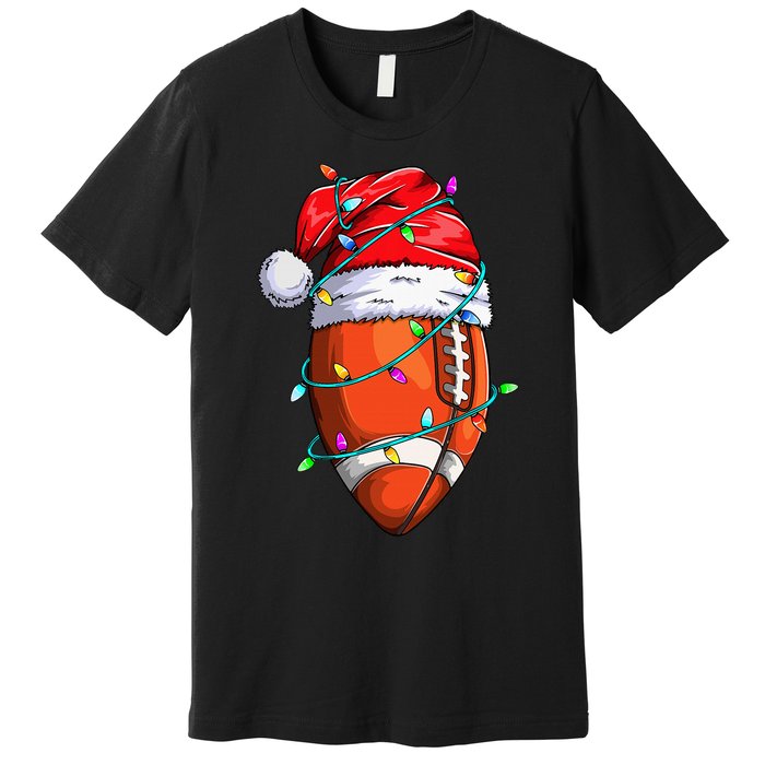 Santa Sports Design For Christmas Football Player Premium T-Shirt