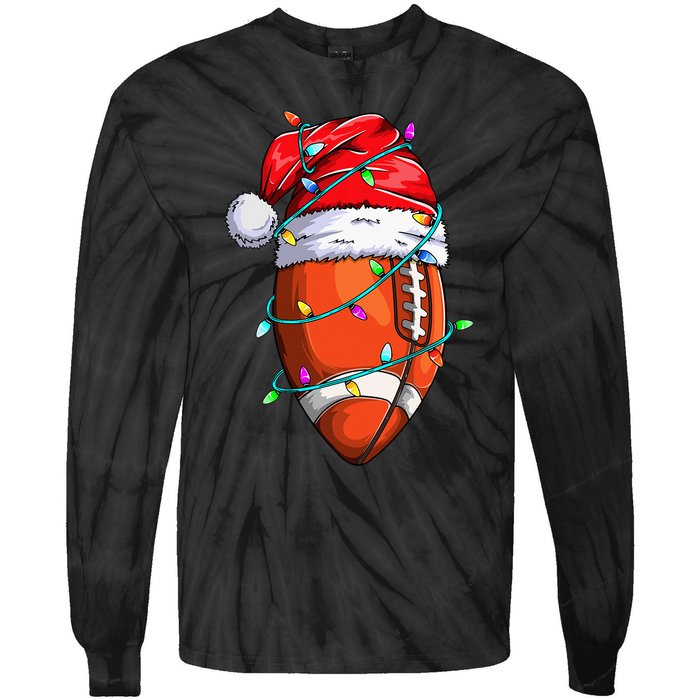 Santa Sports Design For Christmas Football Player Tie-Dye Long Sleeve Shirt