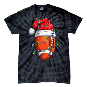 Santa Sports Design For Christmas Football Player Tie-Dye T-Shirt