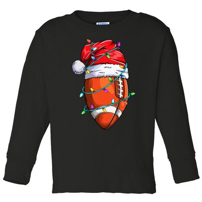 Santa Sports Design For Christmas Football Player Toddler Long Sleeve Shirt