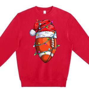 Santa Sports Design For Christmas Football Player Premium Crewneck Sweatshirt