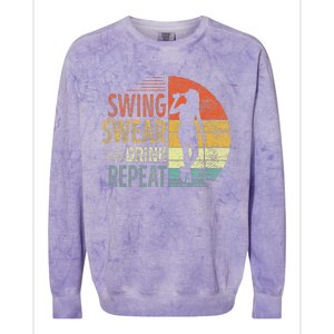 Swing Swear Drink Repeat Love Golf Golfer Women Girl Colorblast Crewneck Sweatshirt