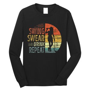 Swing Swear Drink Repeat Love Golf Golfer Women Girl Long Sleeve Shirt