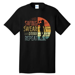 Swing Swear Drink Repeat Love Golf Golfer Women Girl Tall T-Shirt